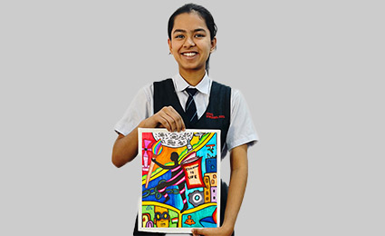 Merin Baiju of grade 9 secured the third place in a Drawing Competition