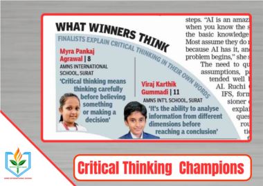 AMNSIS Students shine at AM/NS India Times Critical Thinking Championship